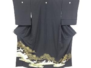 リサイクル　松に鶴模様刺繍留袖(比翼付き)
